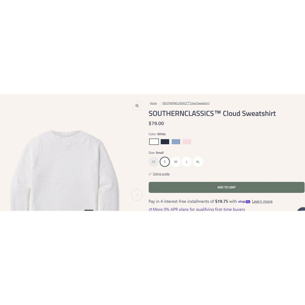 Southern Marsh SOUTHERN CLASSICS Cloud Sweatshirt White Medium Plush Sweater - Picture 6 of 7